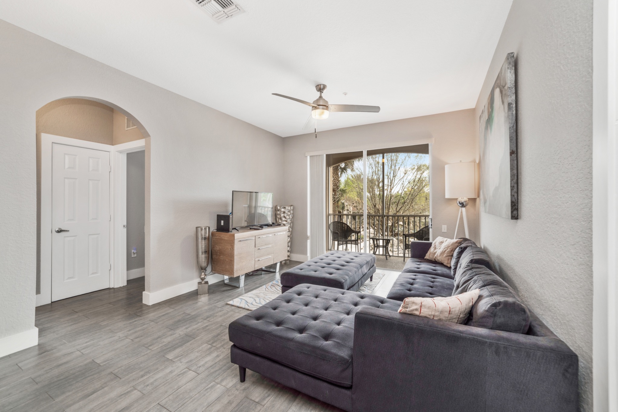 Spacious living room with sectional seating