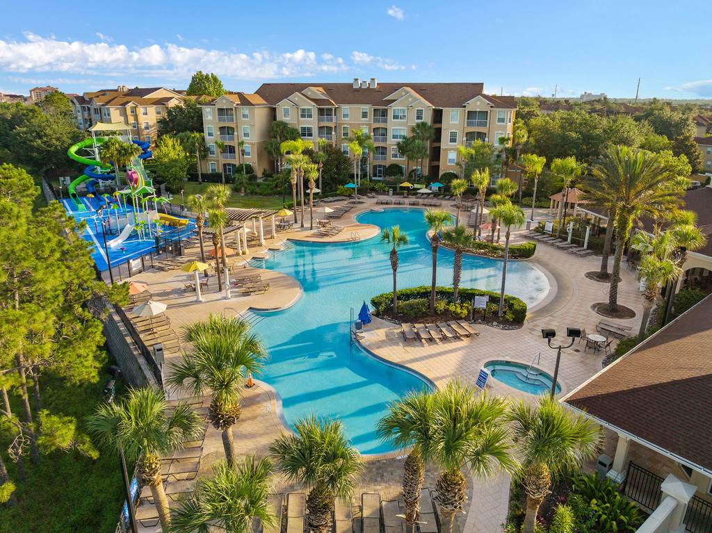 Aerial view of the Windsor Hills resort pool